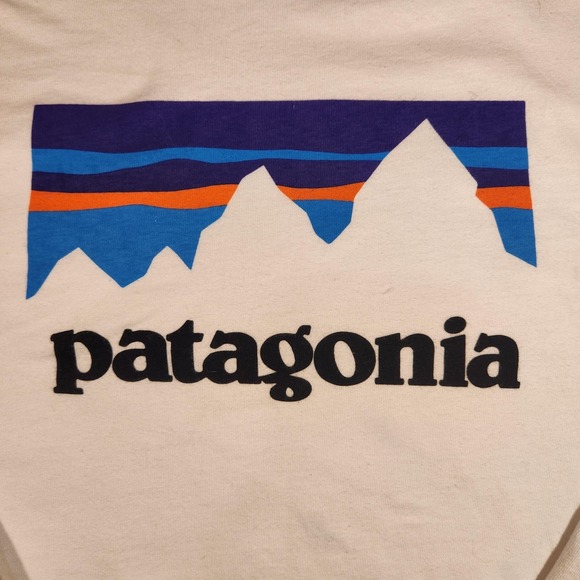 Patagonia Shirt Mens Medium White Long Sleeve Regular Fit P-6 Logo Graphic - Picture 2 of 6